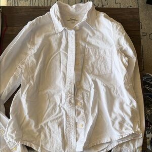 Madewell Women’s Crisp White Button Down Shirt, Oxford Button-Up Shrunken Shirt
